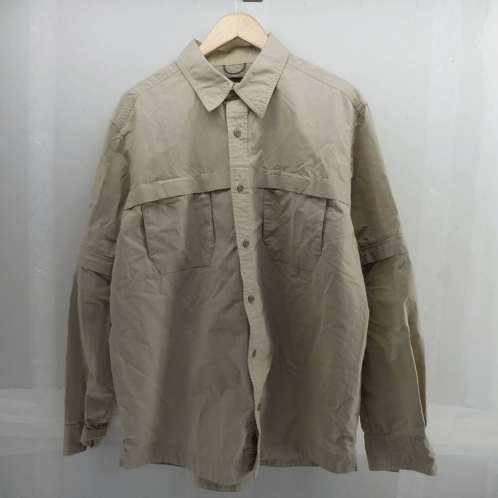 Eddie‎ Bauer Men Hiking Fishering Shirt Convertible Zip Off Sleeve Large Nylon
